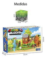 Bloques Magnéticos Tipo Minecraft 137 Pcs 3 Bloques De Luz
