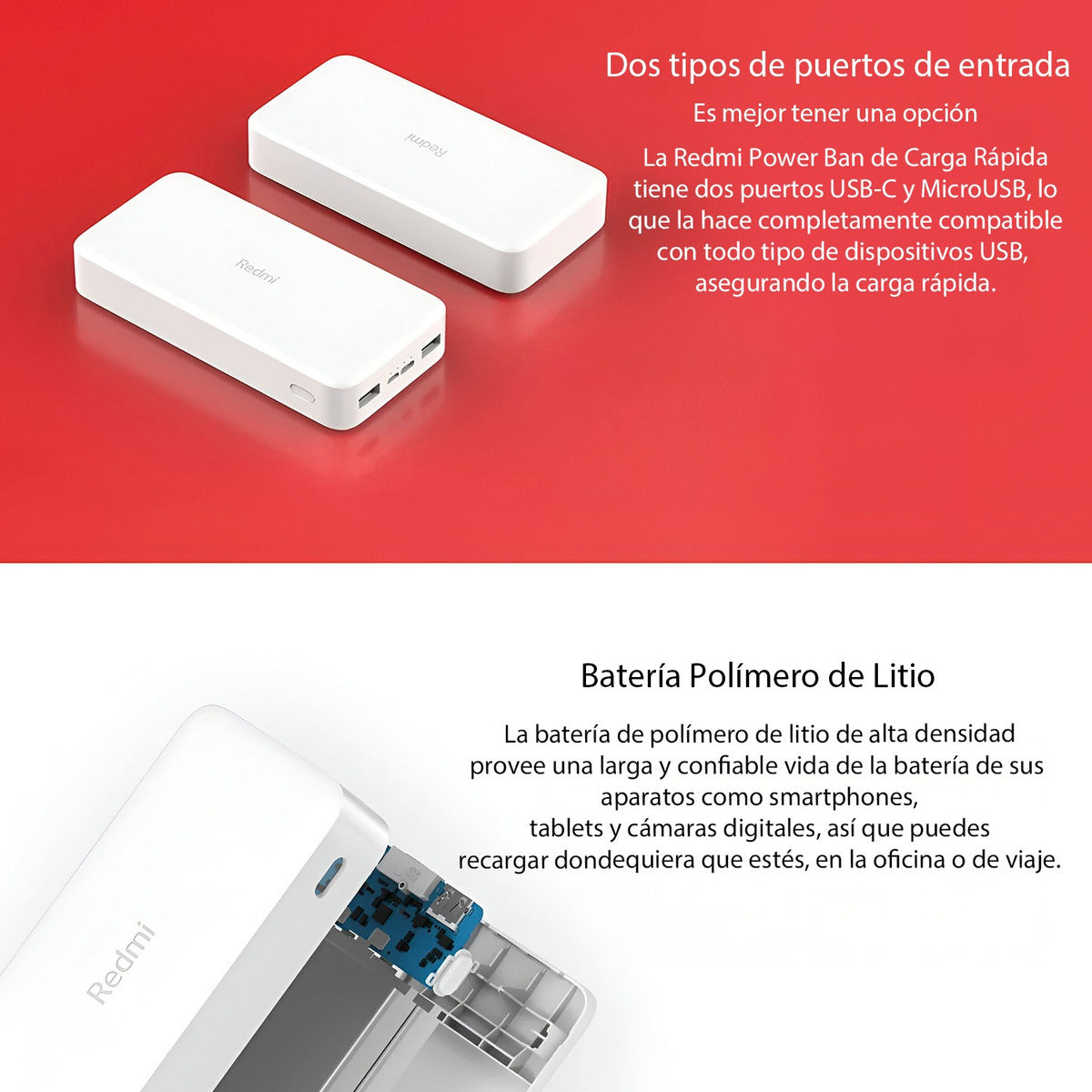 Cargador Portatil Xiaomi Redmi 18w 20.000mah Carga Rapida Negro