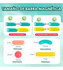 Bloques Magneticos 2 en 1 De Varillas 3D De 84 piezas Con Balde No Tóxico