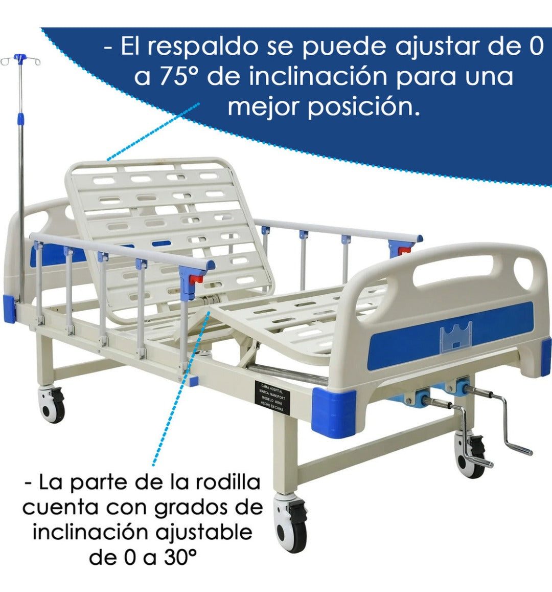Cama de Asistencia Manual Articulada Soporta Hasta 260kg