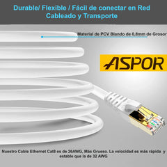 Cable De Red Cat8 Utp Oro 24k De 20mts Wifi7 40gbps Sftp