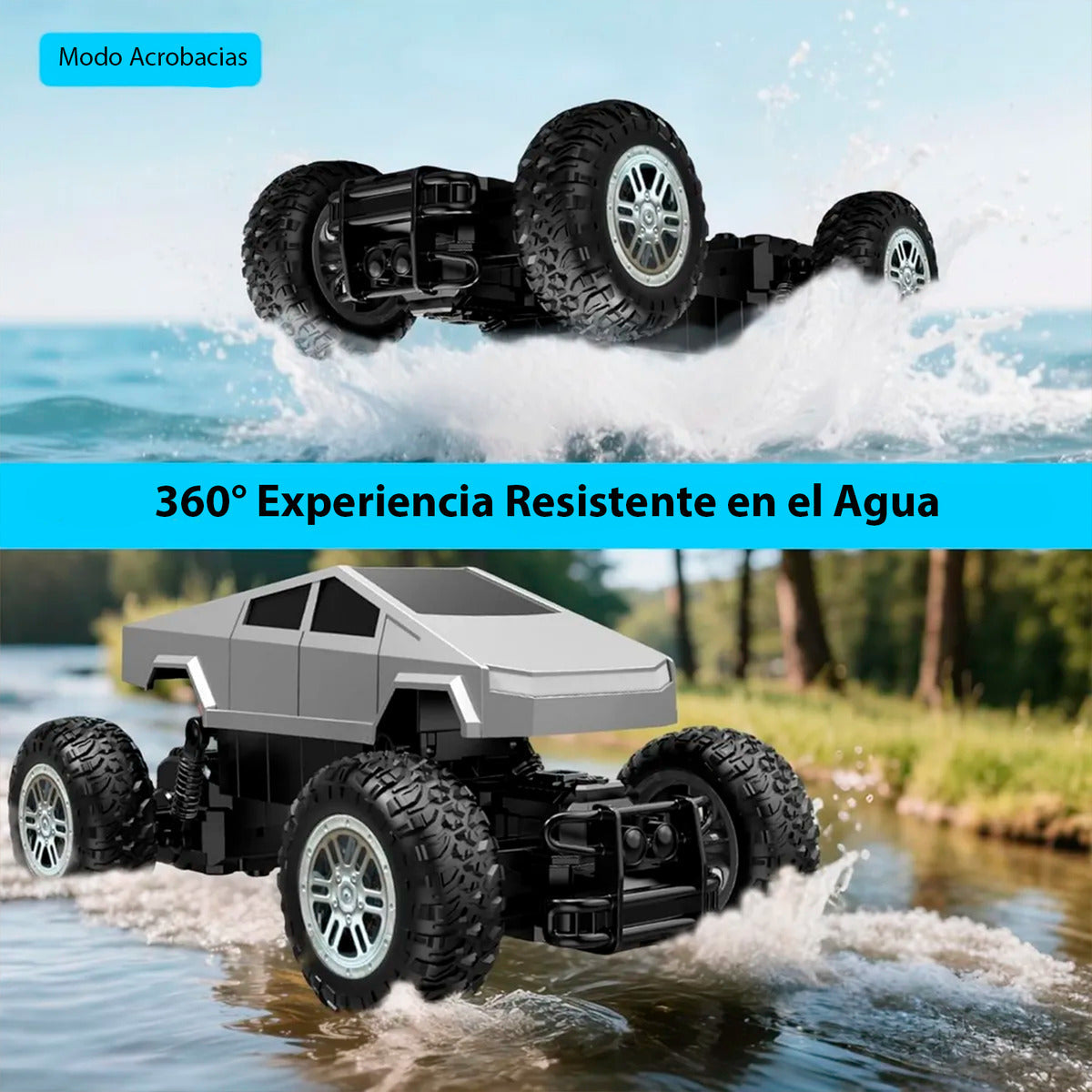 Auto Control Remoto Cybertruck Monster 26cm Con Estacion Carga