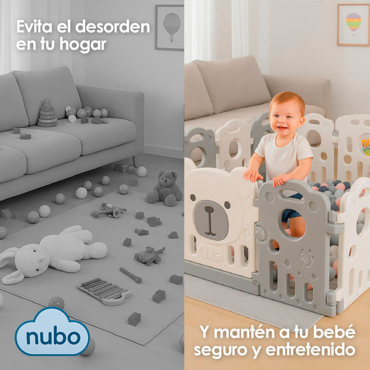 Corral Armable Bebe Nubo Seguridad Paneles De 120x120cm