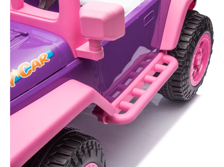 Auto Electrico Montable Jeep Niñas Todoterreno A Bateria De Alta Duracion Rosa