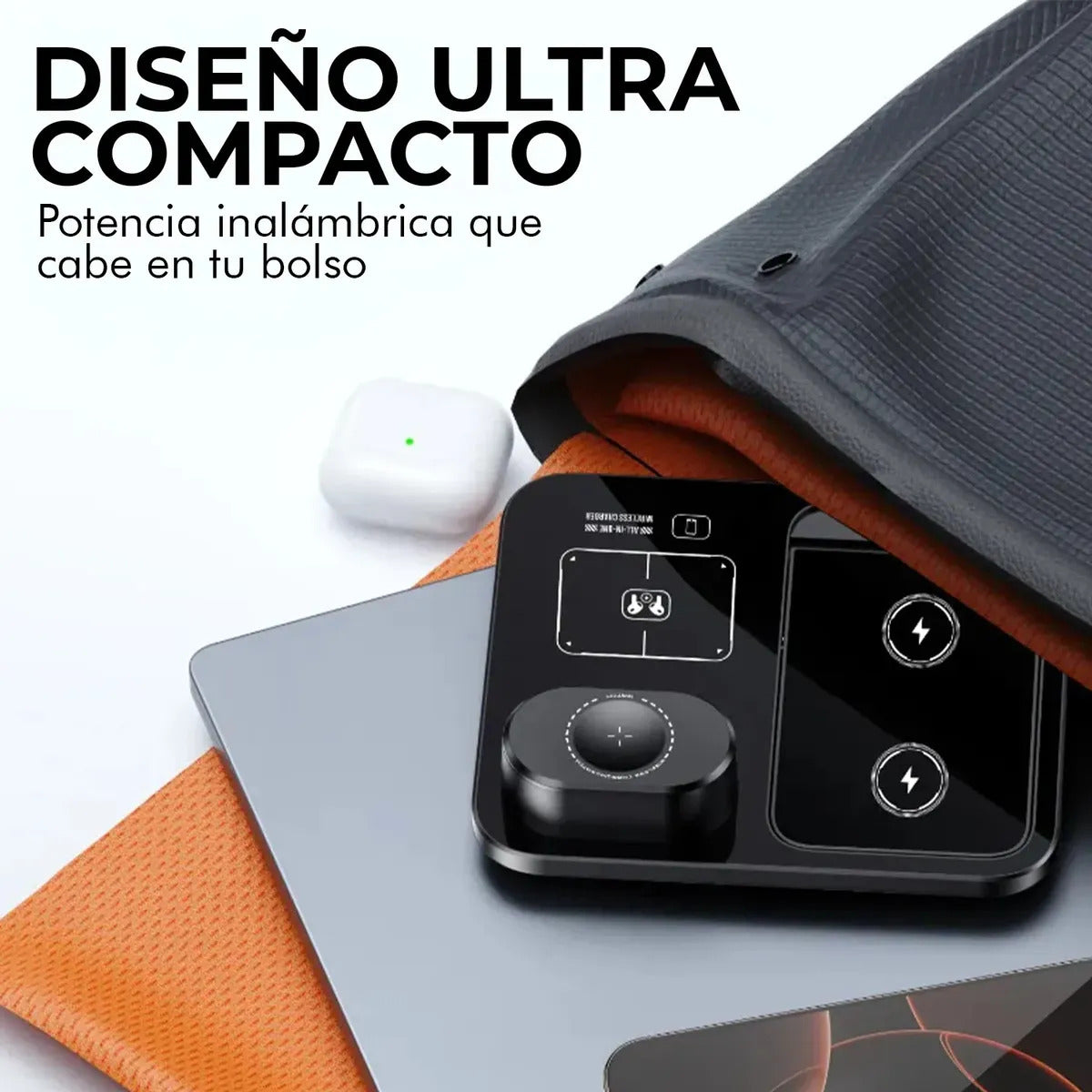 Cargador Magnetico Rapido Inalambrico 3 En 1 Portatil De 15watts