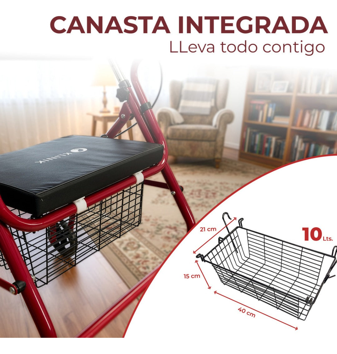 Andador Ortopedico Adulto Con 4 Ruedas Y Frenos Con Asiento