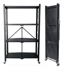 Carro Organizador Estante Plegable 4 Niveles Ruedas Cocina Negro