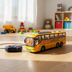 Juguete Auto Bus Escolar a Control Remoto Puertas Y Luces Amarillo