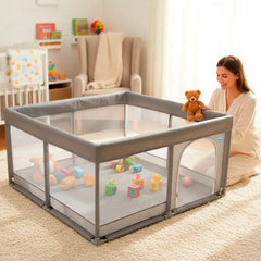 Corral Infantil Bebe Malla y Tela Oxford Con Pelota 120x120cm