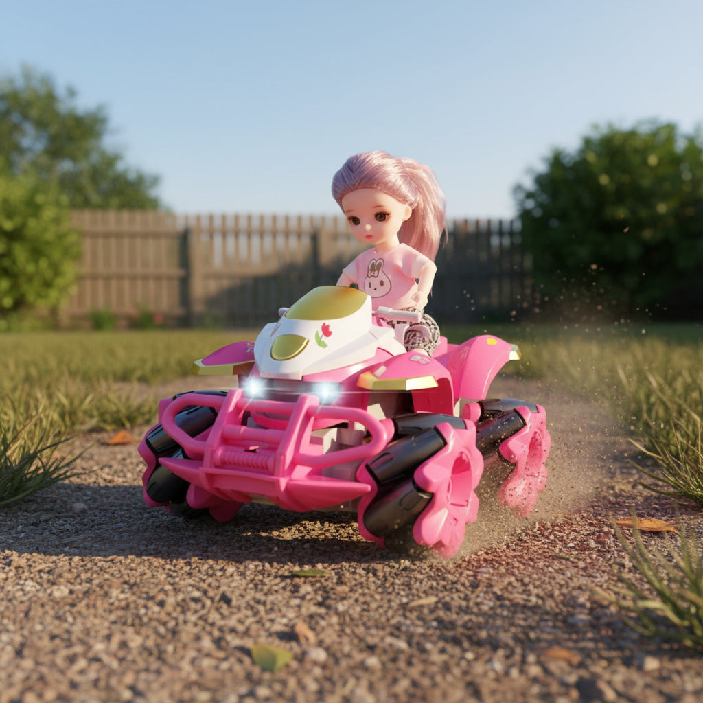 Auto Control Remoto Cuatrimoto Niña Princesa Drift 22 Cm Rosa