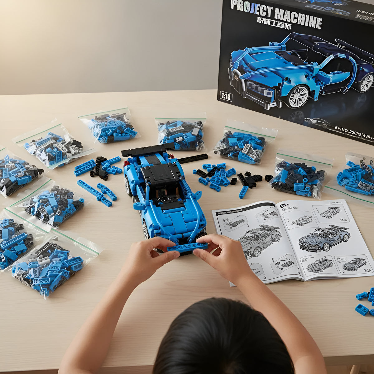 Auto Bloques Construcción Bugatti De 482 Piezas Armable Juguete Niños