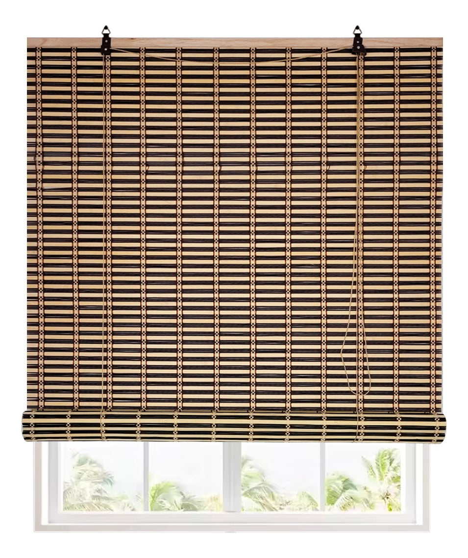 Cortina Bambú Persiana Bicolor 90x150cm Roller Con Diseños