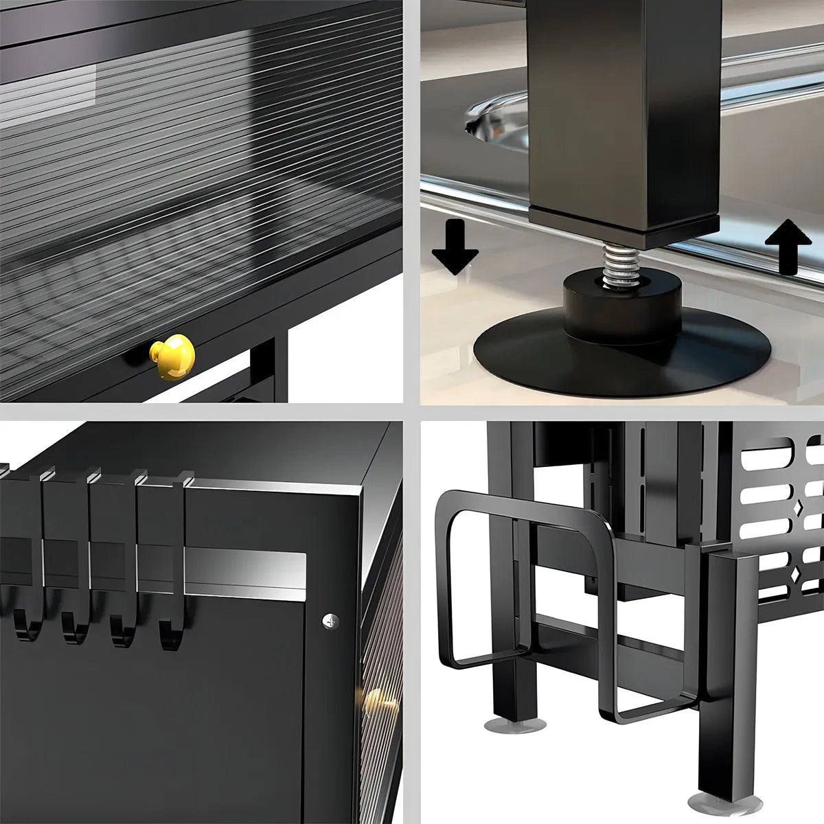 Escurridor Organizador De Platos Con Puerta Estante De 85cm Negro