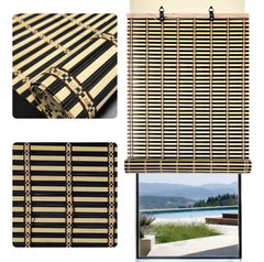 Cortina Bambú Persiana Bicolor 60x150cm Con Diseño