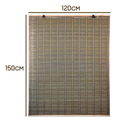 Cortina De Bambú Persiana Roller Bicolor 120x150cm Con Diseños