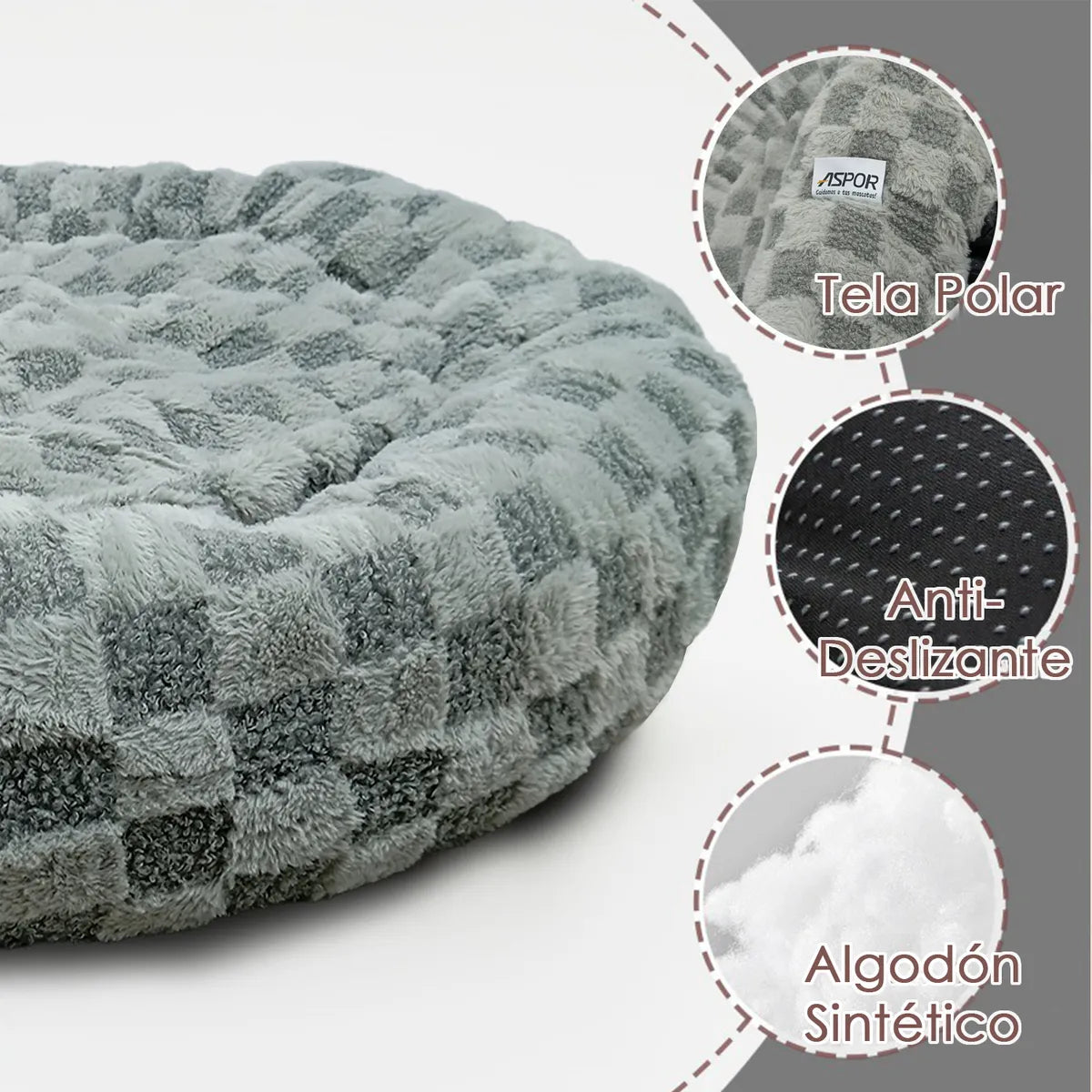 Cama Perro Premium Polar Lavable Antideslizante 70cm
