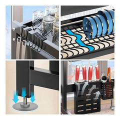 Escurridor Organizador De Platos Con Puerta Estante De 85cm Negro
