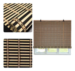 Cortina De Bambú Persiana Roller Bicolor 90x180cm Con Diseños