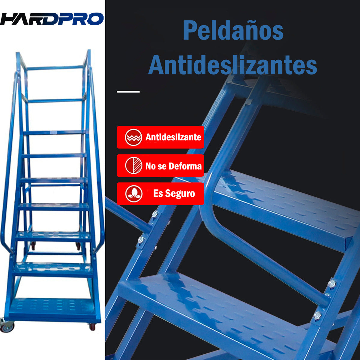 Escalera Industrial 6 Peldaños Tipo Avión Con Plataforma De 1,5m Soporta 450kg