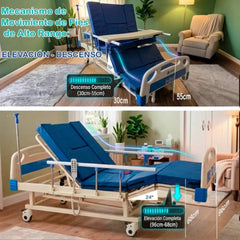 Cama De Hospital Electrica Pro 260kg Con Funcion De Inodoro y 10 Posiciones